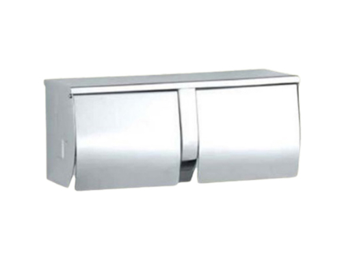 Double Stainless Steel Toilet Roll Dispenser (Full Cover)
