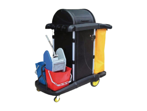 Full Cover Janitor Cart with Double Bucket