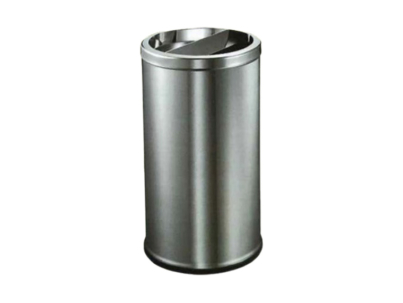 Stainless Steel Round Bin (1/2 Open, 1/2 Ashtray) – SS 107-OA
